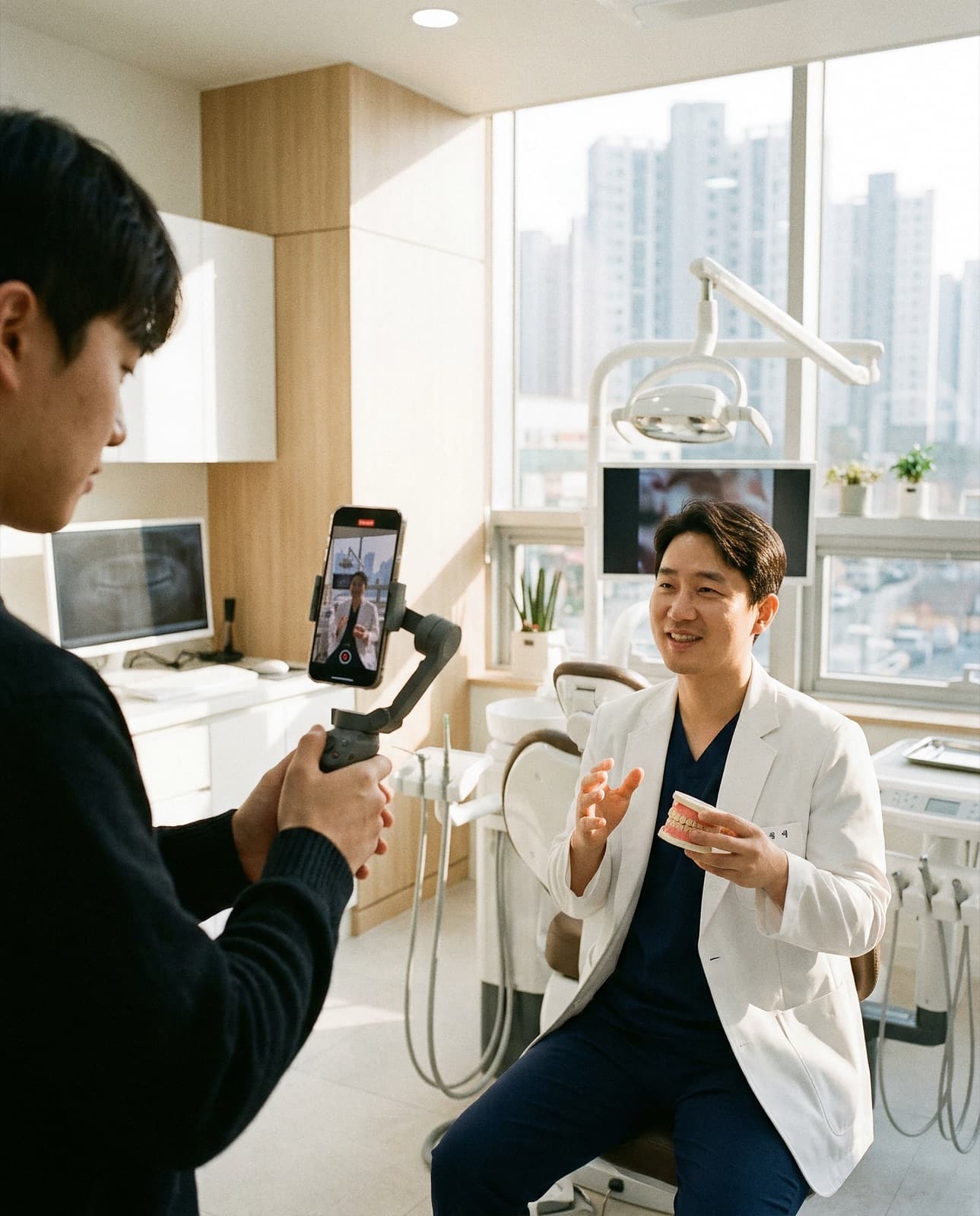원장님 인터뷰 숏폼을 촬영해요